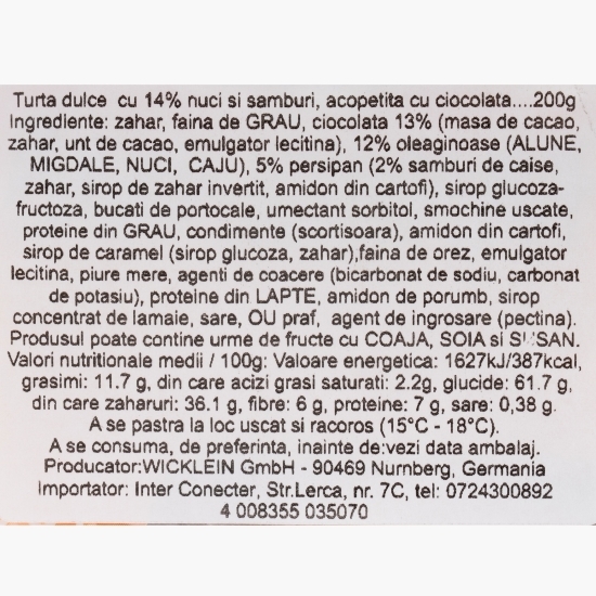 Turtă dulce învelită în ciocolată neagră Burggraf 200g
