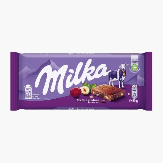 Ciocolată cu lapte, stafide și alune 90g