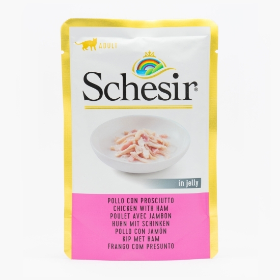 Hrană umedă pentru pisici, 85g, cu pui și șuncă