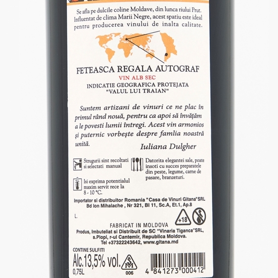 Vin alb sec Fetească Regală, 13.5%, 0.75l