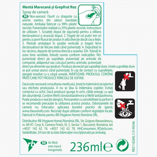 Spray de cameră mentă marocană și grepfrut 236ml
