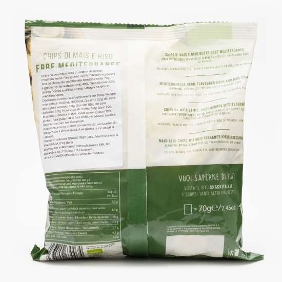 Chipsuri de porumb și orez cu aromă de ierburi mediteraneene fără gluten 70g