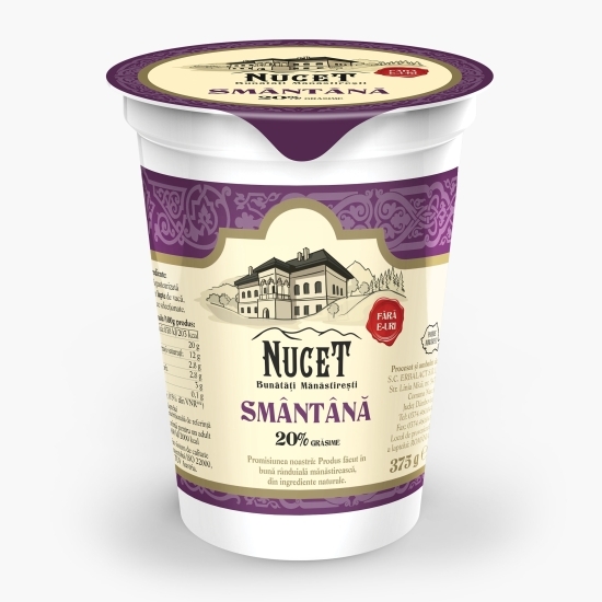 Smântână 20% grăsime, 375g