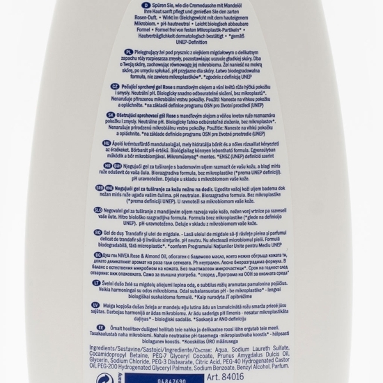 Gel de duș trandafir & ulei migdale 0.75l