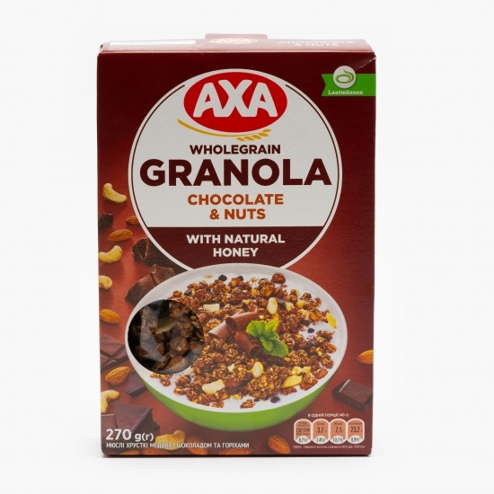 Cereale de ovăz cu miere naturală, ciocolată și nuci 270g