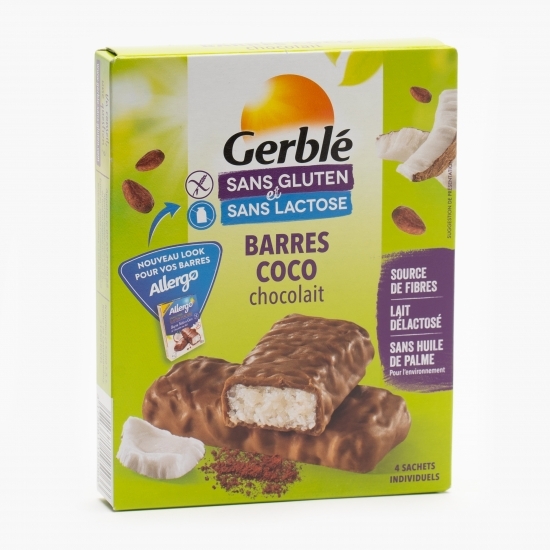 Batoane de ciocolată cu nucă de cocos, fără gluten și lactoză, 100g