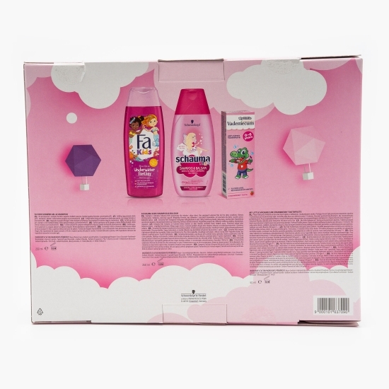 Set fetițe gel de duș 250ml + șampon 250mll + pastă de dinți 50ml