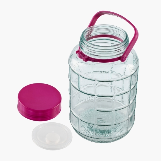 Borcan depozitre din sticlă cu capac plastic 2l, d14 x h22 cm