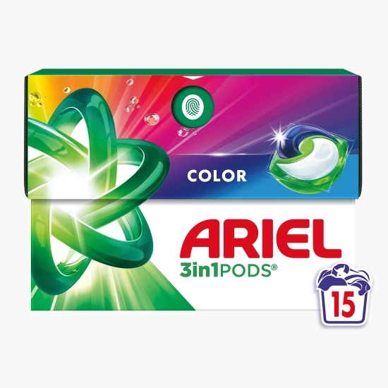 Detergent de rufe capsule 3în1 Pods Color, 15 spălări, 15 buc