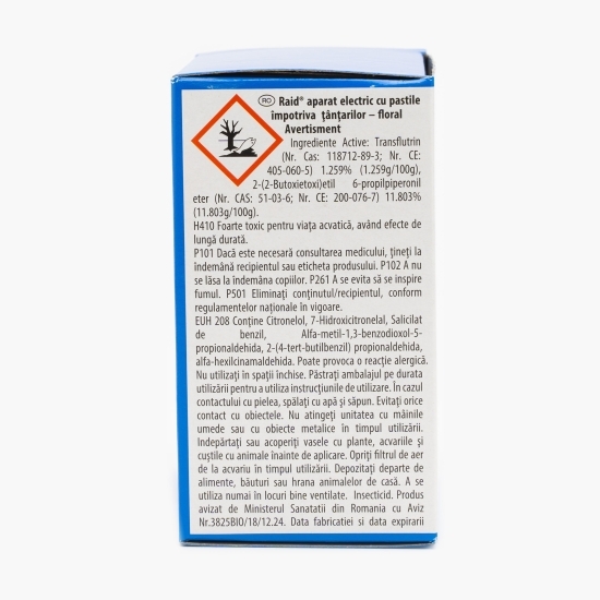 Aparat electric împotriva tânțarilor cu 10 pastile laminate