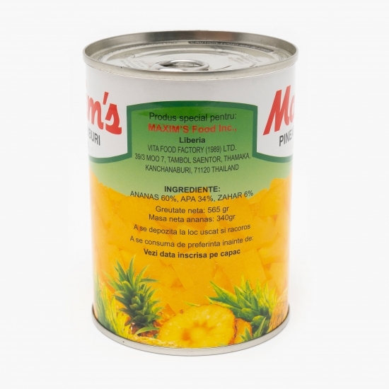 Ananas cuburi în sirop, conservă 565g
