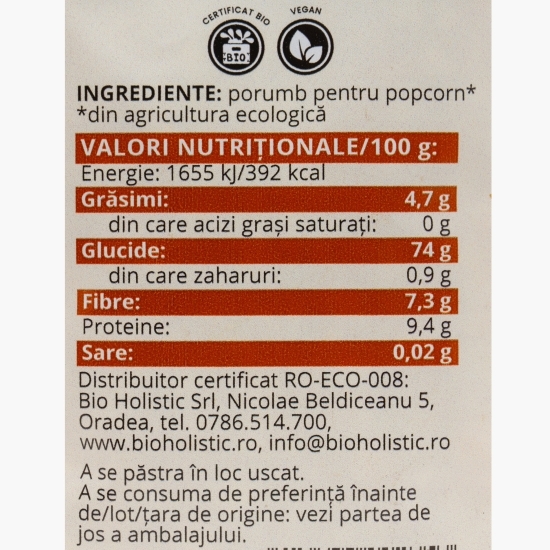 Porumb pentru popcorn eco, 400g