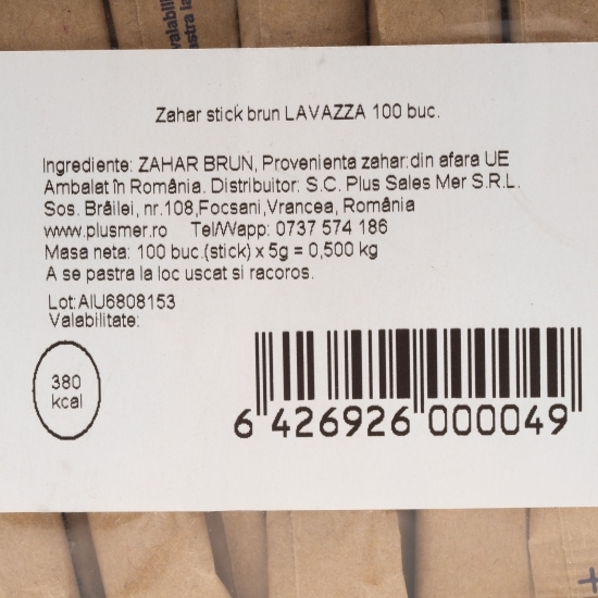 Zahăr brun la plic 100 buc x 5g (500g)