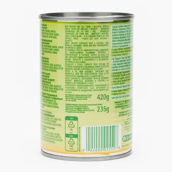 Piersici jumătăți în sirop, conservă 420g