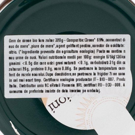Gem de cireșe eco fără zahăr 320g