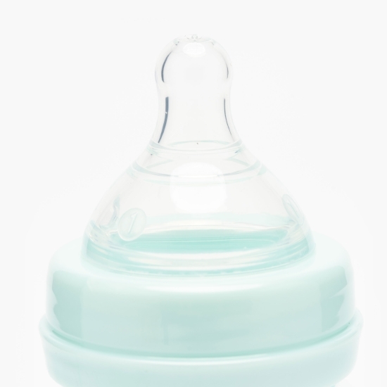 Biberon polipropilenă gât larg bleu, +0 luni, 150ml