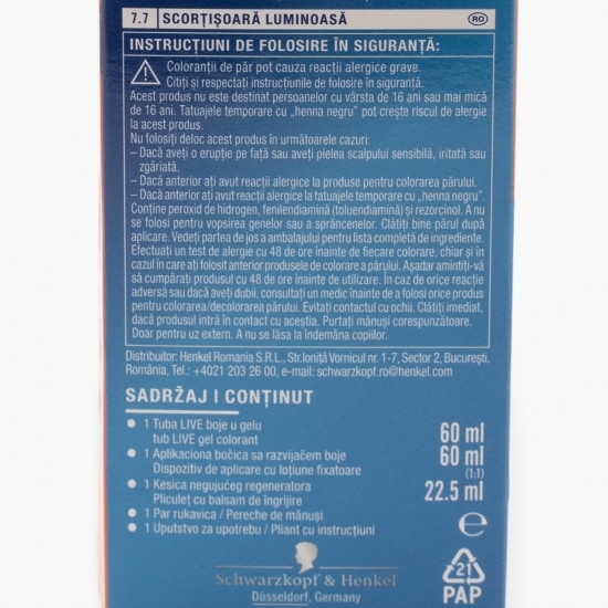 Vopsea de păr permanentă sub formă de gel 7.7 Bright cinnamon 142.5ml