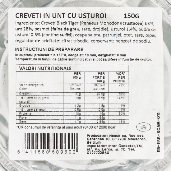 Creveți Black tiger în unt cu usturoi 150g
