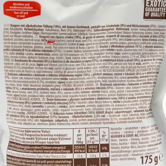 Bomboane de ciocolată cu umplutură lichidă de alcool 175g