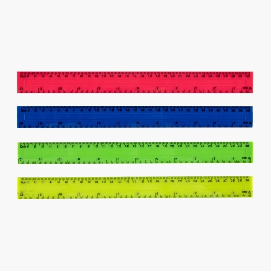Riglă de plastic 30cm, diverse culori, 1 buc