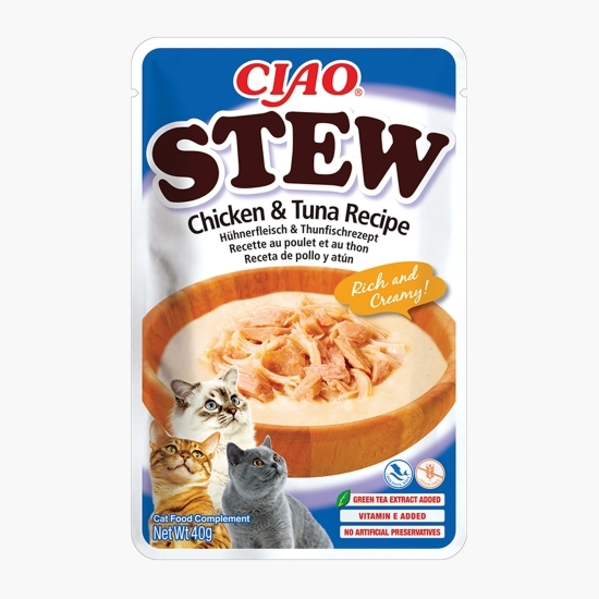Hrană umedă pentru pisici Ciao Stew Pui & Ton 40g