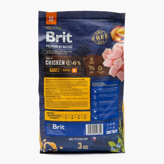 Hrană uscată premium pentru câini adult medium M (10-25kg), cu pui, 3kg