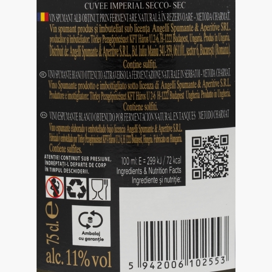 Vin spumant alb sec, 11%, 0.75l
