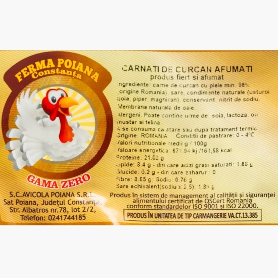 Cârnați de curcan afumați 400g