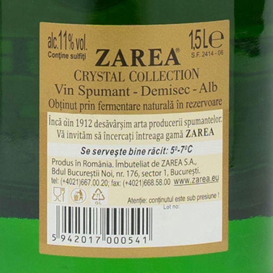 Vin spumant alb demisec Crystal, 11%, 1.5l