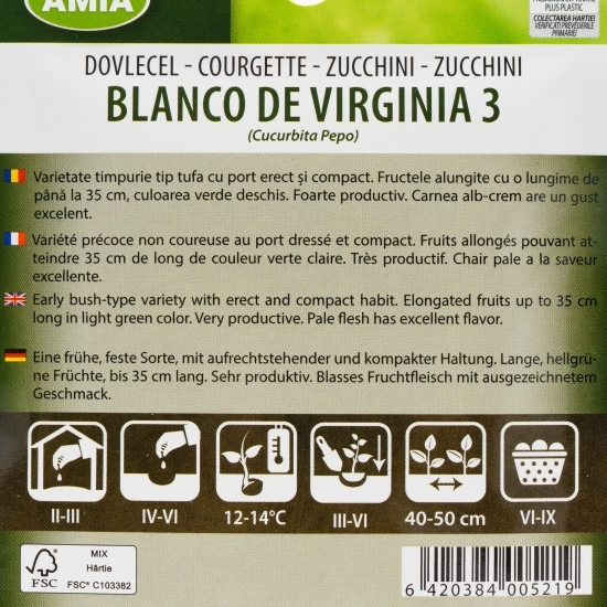 Semințe dovlecel Blanco de Virginia 3, 2g
