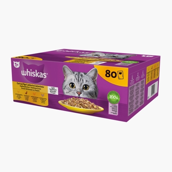 Hrană umedă pentru pisici adulte,80x85g, cu carne de pasăre în aspic 