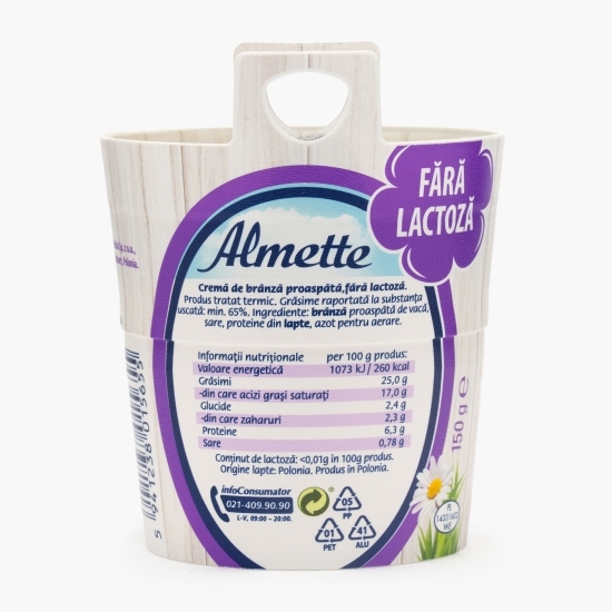 Cremă de brânză proaspătă fără lactoză 150g