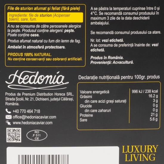 File de sturion afumat feliat 100g