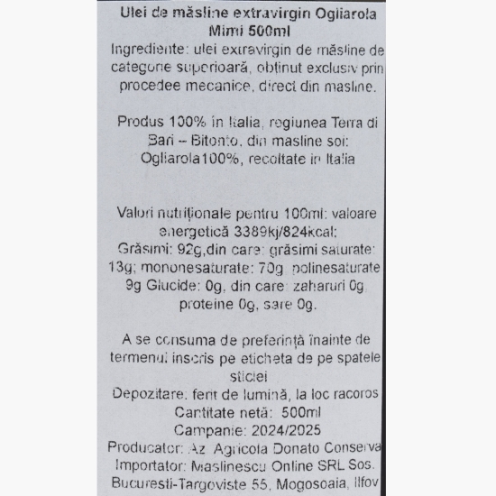 Măslinescu - Ulei de măsline extravirgin Ogliarola, 0.5l