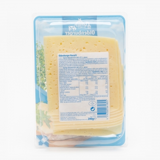 Brânză Havarti felii, 45% grăsime 200g