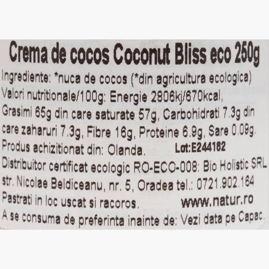 Cremă de cocos eco Coconut Bliss 250g