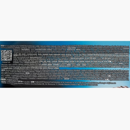 Baton subțire cu cremă de cacao, glazură de ciocolată neagră și napolitană 30g
