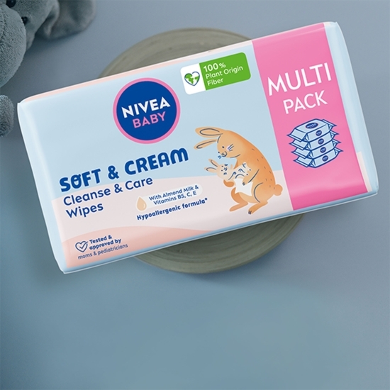 Șervețele umede pentru bebeluși Baby Soft & Cream Cleanse & Care Multipack, 4 pachete x 57 buc