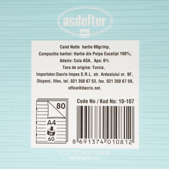 Caiet dictando School, A4, capsat, 80 file, diverse culori