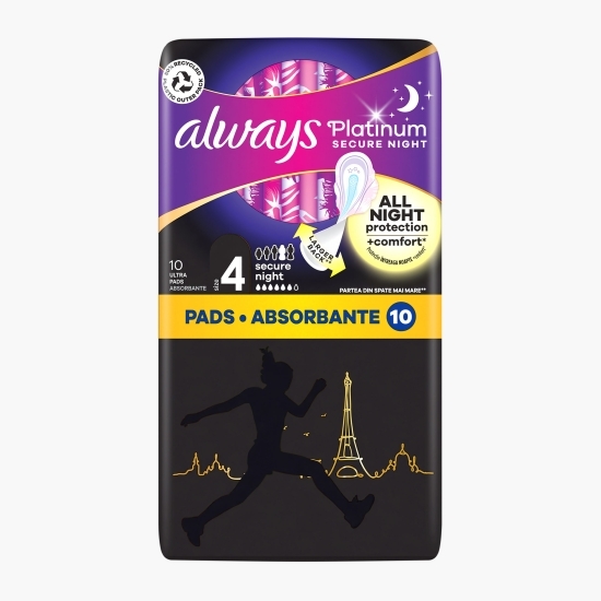 Absorbante Platinum Secure Night 10 buc
