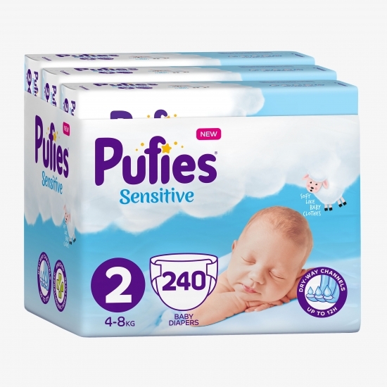 Scutece Sensitive 2 Mini, Monthly Pack, 4-8kg, 240 buc