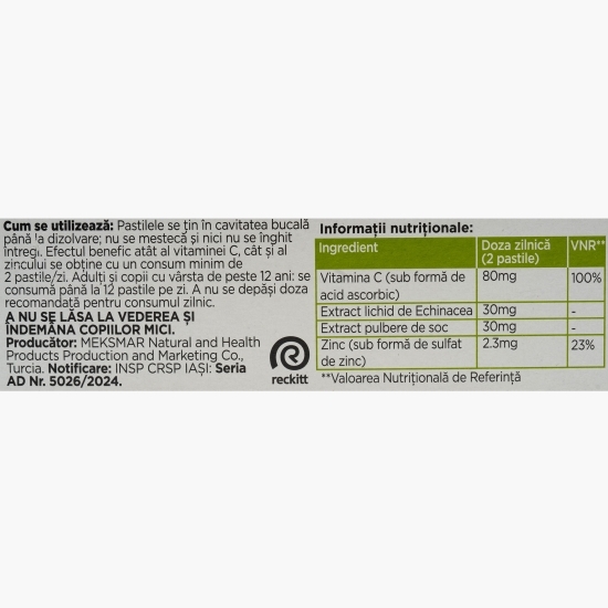 Strepimuno cu soc și echinacea, fără zahăr, 24 pastile