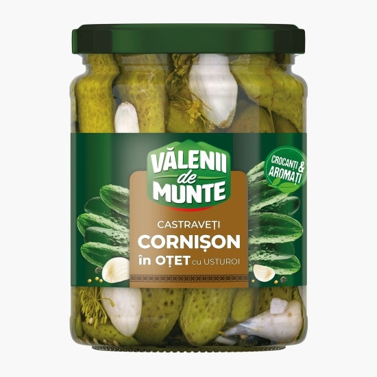 Castraveți cornișon în oțet cu usturoi 500g