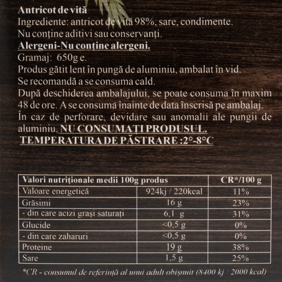Antricot de vită gătit lent 650g