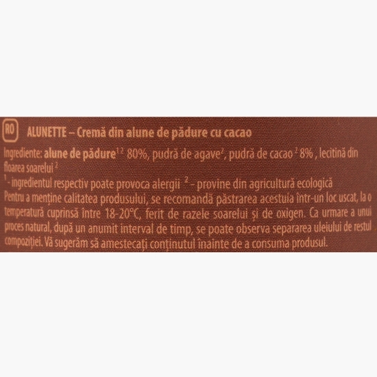 Cremă eco din alune de pădure cu cacao Alunette 200g