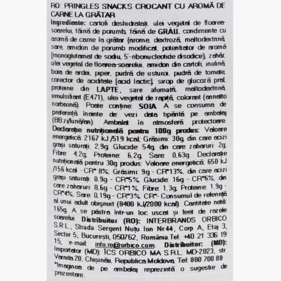 Chipsuri de cartofi cu gust de carne la grătar, 165g