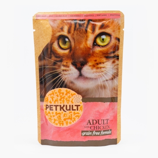 Hrană umedă pentru pisici adulte, cu pui, 100g