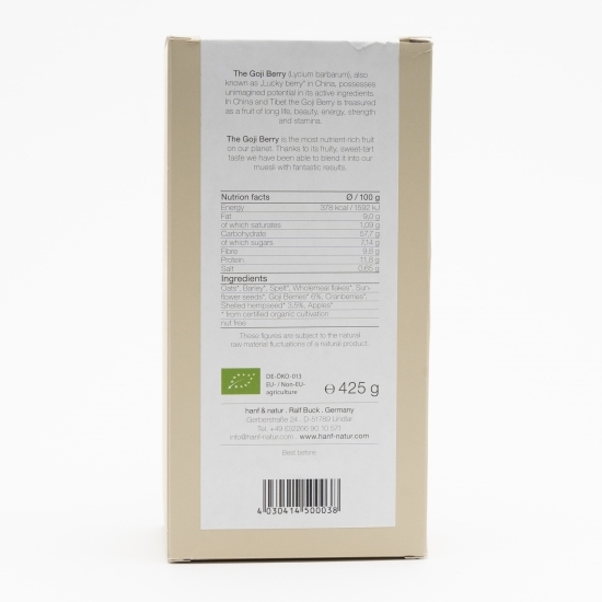 Musli din semințe de cânepă și goji eco 425g