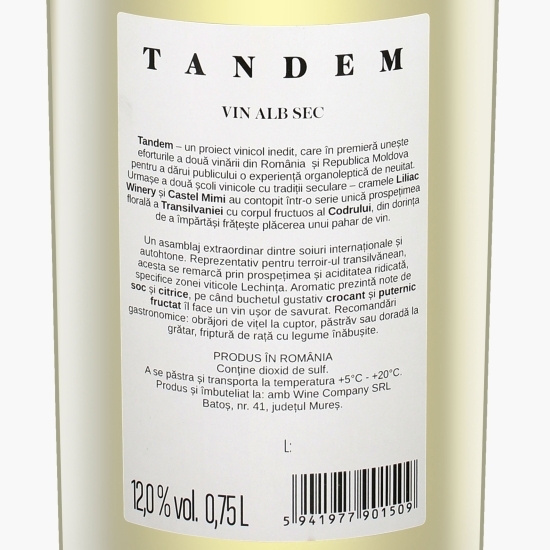 Vin alb sec Sauvignon Blanc & Fetească Regală, 12%, 0.75l