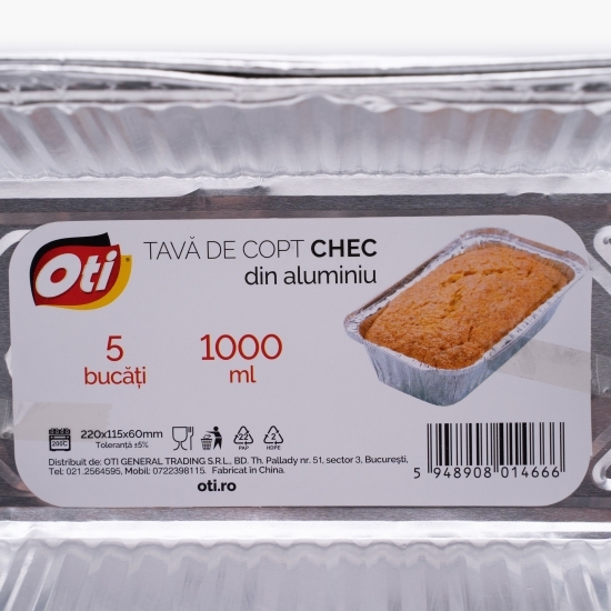 Tavă din aluminiu 1000ml pentru copt chec 5 buc